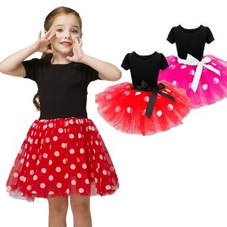Set đầm xòe họa tiết chấm bi và cài tóc hình tai chuột Mickey dễ thương dành cho bé gái