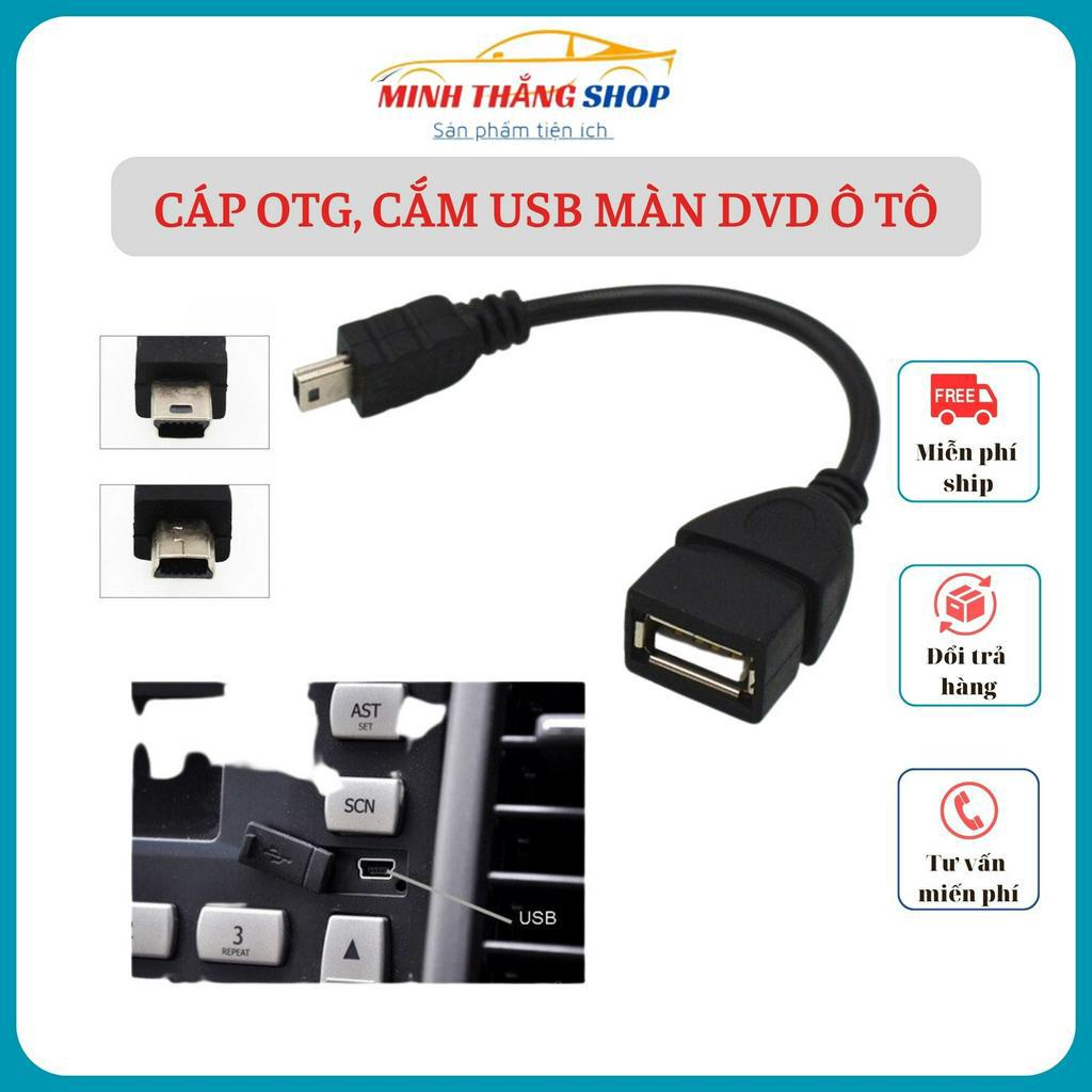 Cáp OTG đầu vuông Mini USB to USB. Cáp cắm USB ô tô