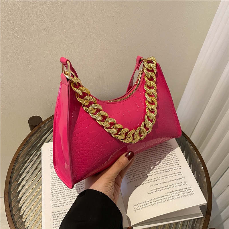 Túi Đeo Chéo Hình Vuông Nhỏ Màu Trơn Phối Dây Xích Thời Trang Mùa Xuân  Cho Nữ