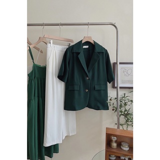 Áo blazer tay ngắn nữ form oversize (ảnh thật)