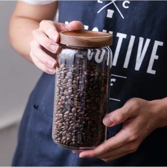 Hũ thủy tinh nắp gỗ 1000ml