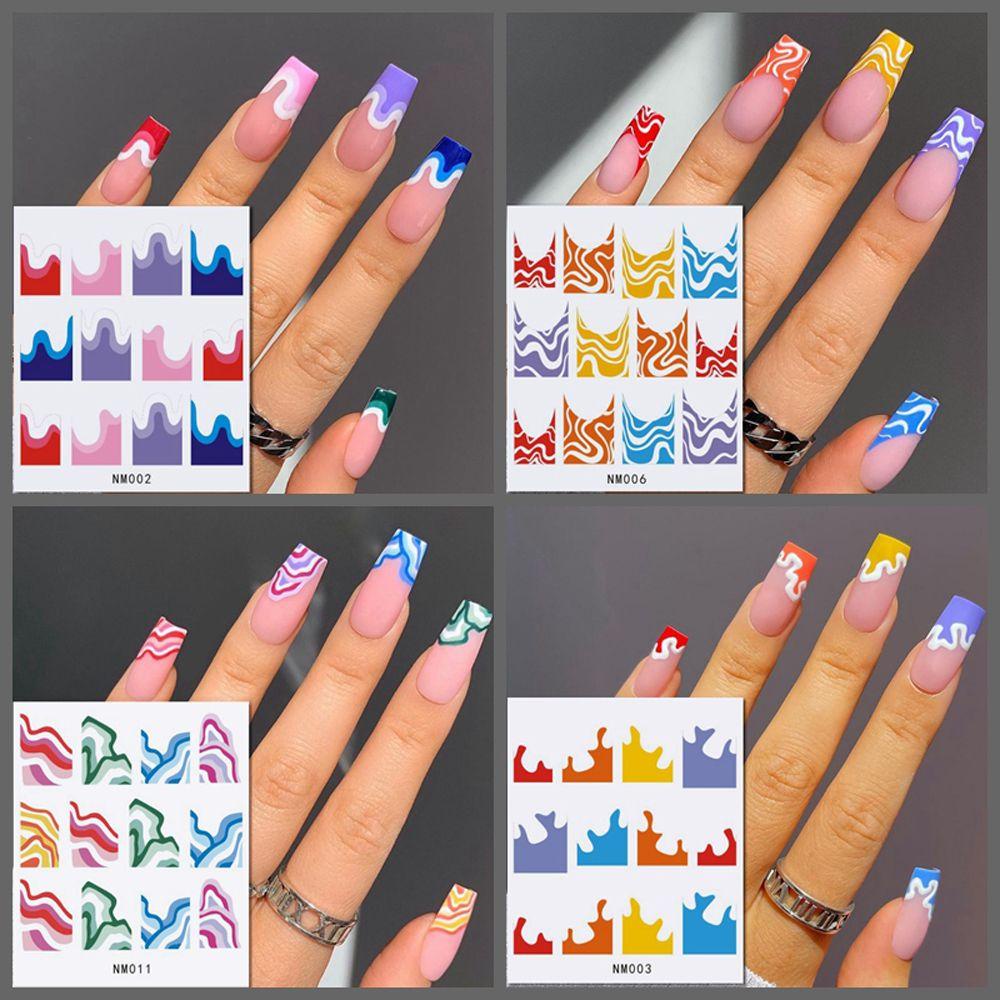 Miếng Dán Trang Trí Móng Tay Họa Tiết Đá Hoa Cương 12 Họa Tiết Tương Phản DIY