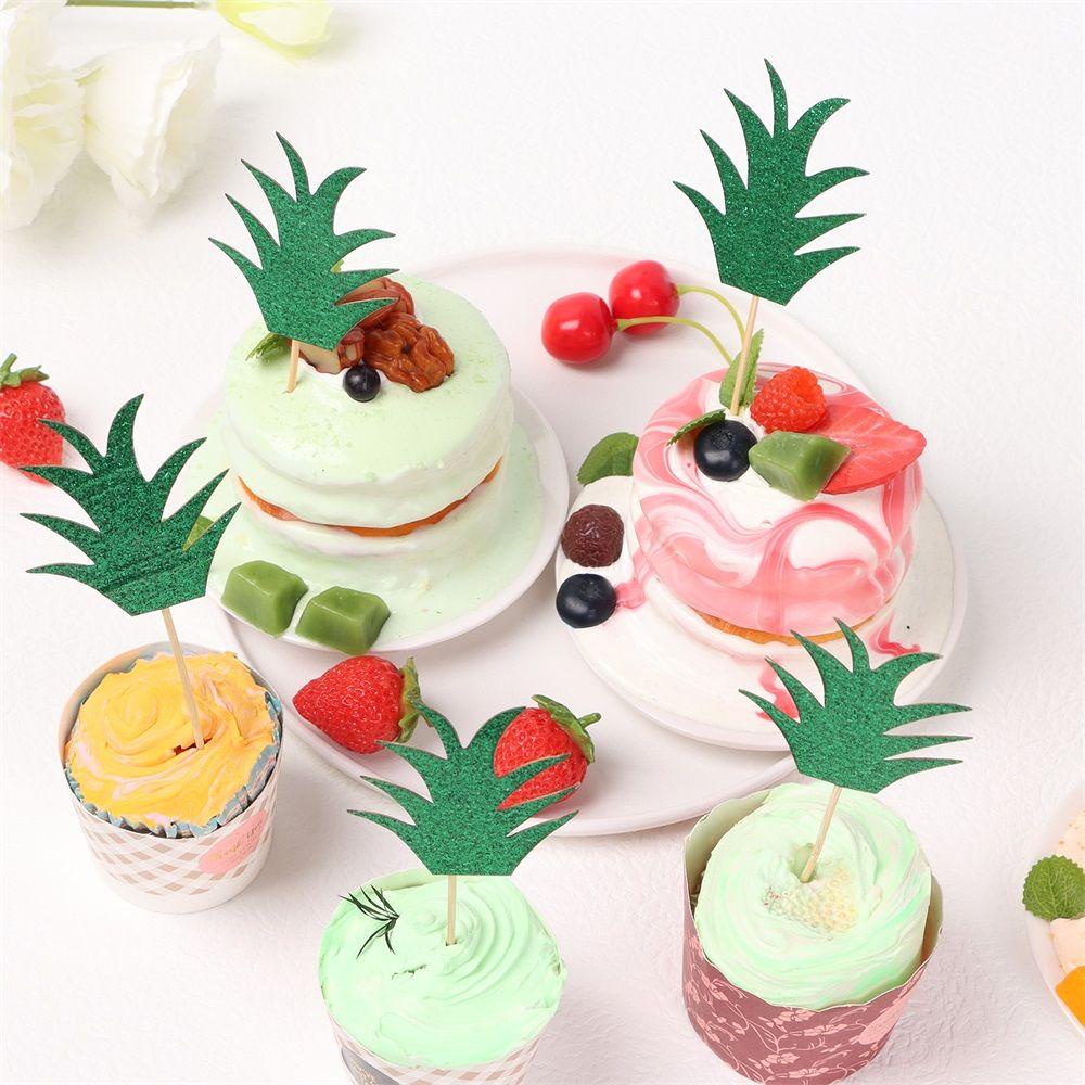 YNATURAL Set 24 Que Cắm Trang Trí Bánh Cupcake Chủ Đề Quả Dứa Nhiệt Đới