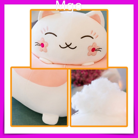 [Hàng nhập khẩu] Gấu bông teddy bear mèo trắng dễ thương, gấu nhồi bông hình mèo trắng Size 35cm 50cm 80cm