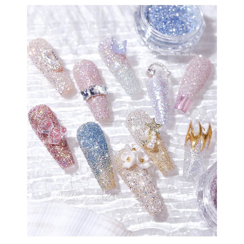 Bột kim cương nhân tạo lung linh trang trí làm đẹp móng tay