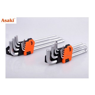 Bộ lục giác đầu bi 9 chi tiết asaki ak-0409 1.5-10mm