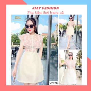 V2976 Váy tafta [ FREESHIP ] kem phối ren hồng tiểu thư sang chảnh - (DVC&ACC) Dolce viva colection