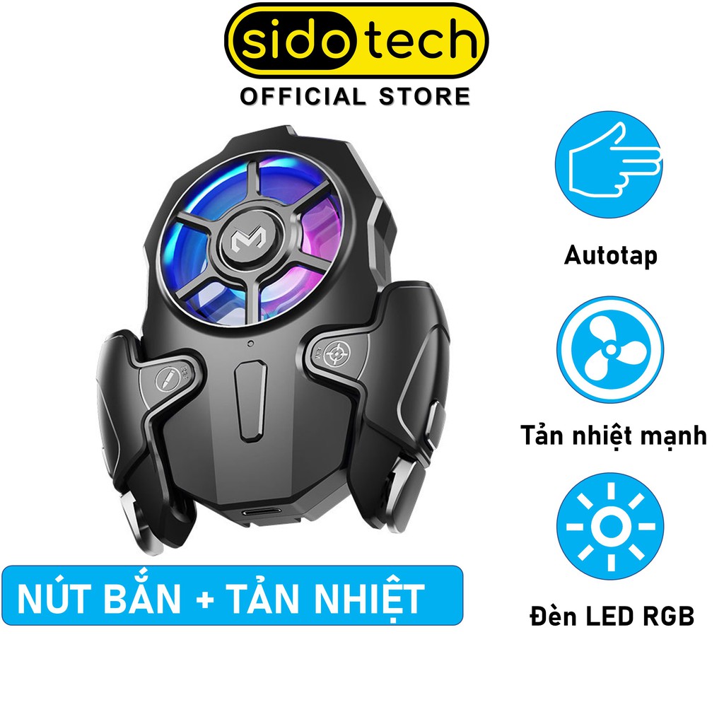 Quạt tản nhiệt kèm nút bắn Auto Tap SIDOTECH AK03 pin 500mah LED chơi game FF Freefire PUBG mobile liên quân tốc chiến