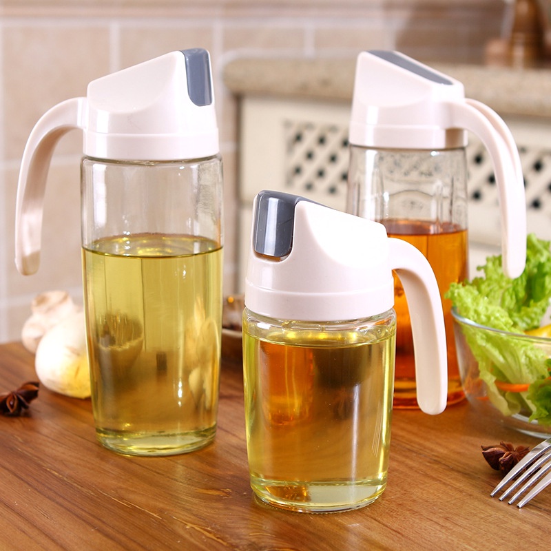 Bình đựng dầu ăn, Chai lọ đựng dầu ăn tự động mở nắp khi rót nắp màu Trắng