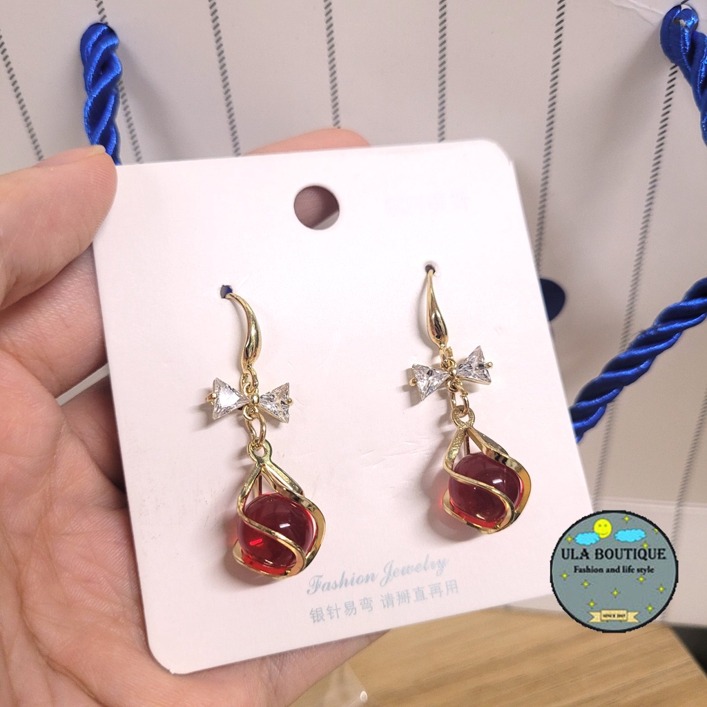 Khuyên tai Bông tai mạ bạc S925 Ula Shop đính đá trong lấp lánh Thời Trang Sang trọng