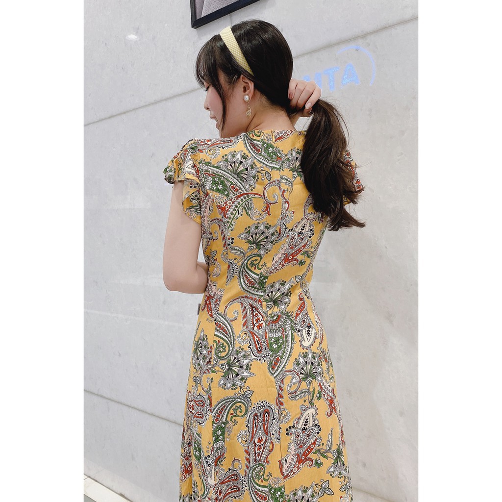 Đầm xòe nữ hoa nhí tay ngắn bồng 20AGAIN DEW0540 | BigBuy360 - bigbuy360.vn