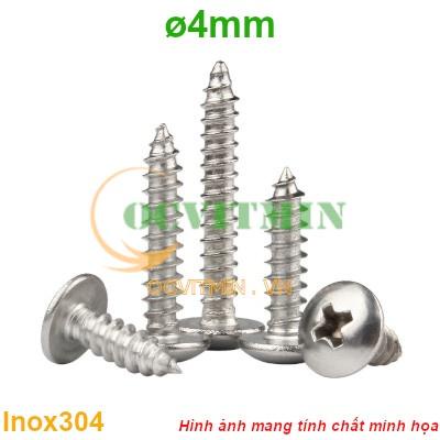 4RXD# - Ốc Bake Ren Xoắn Đường Kính 4mm Đầu Dù Vít Ren Thưa Inox 304
