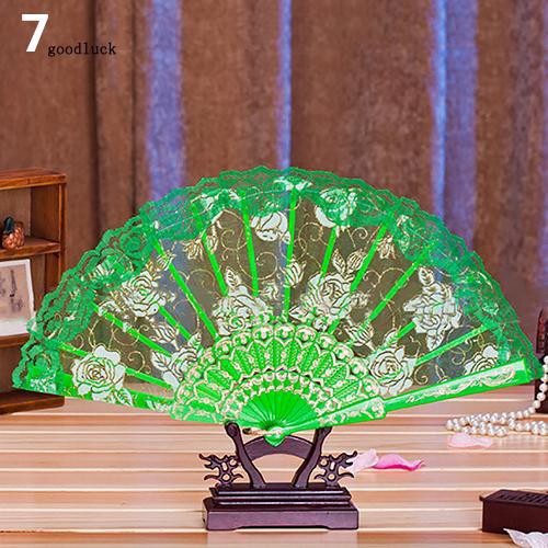 Quạt xếp in hoa cổ điển