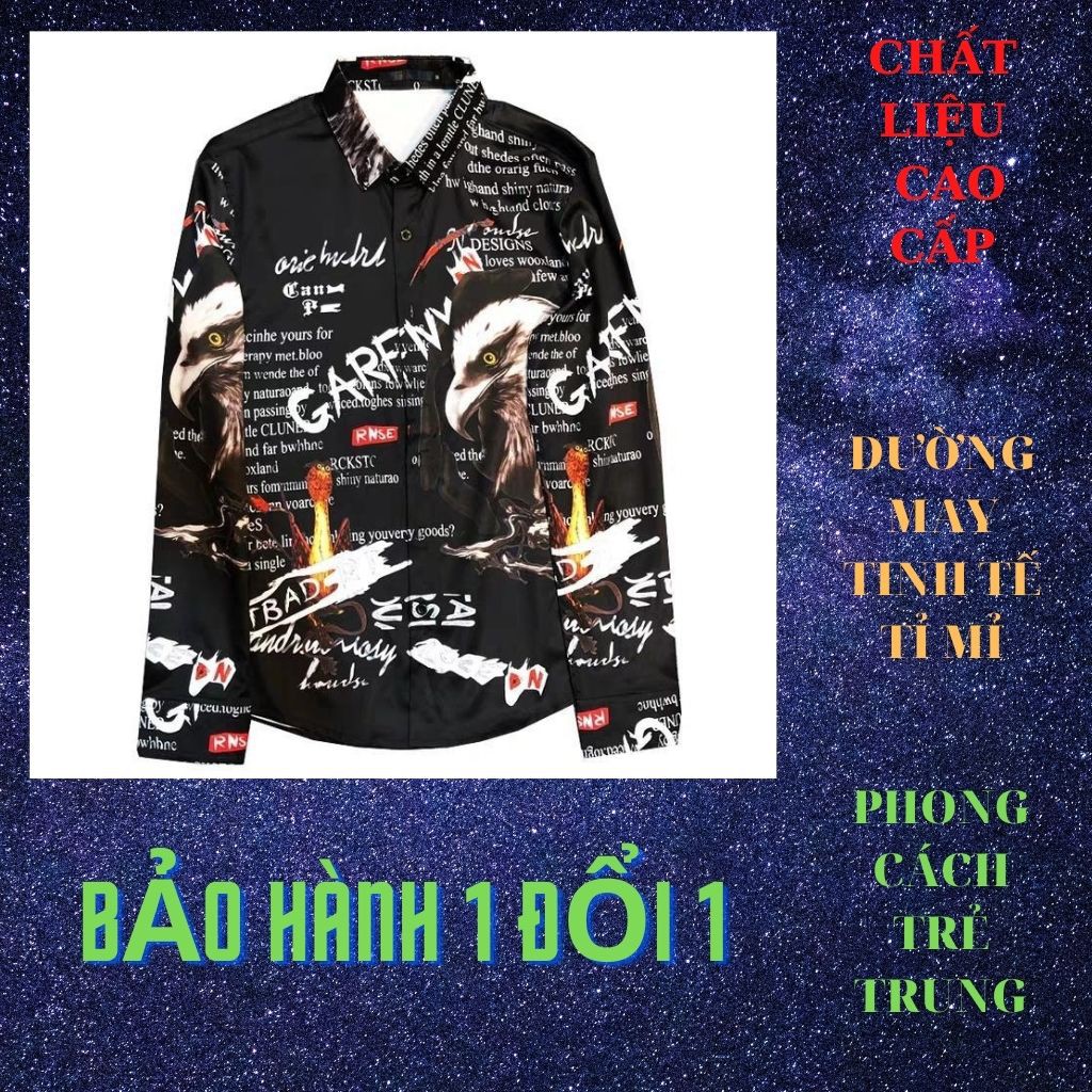 Áo Sơ Mi Nam Dài tay Phong Cách Phối Họa Tiết In 3D Hình Chim Ưng Cực Chất | BigBuy360 - bigbuy360.vn