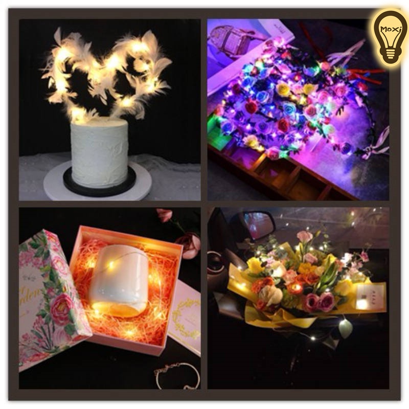 Đèn led 1M đom đóm dùng trang trí DECOR hộp quà, bánh kem, thiệp ,phòng ngủ MOXI.