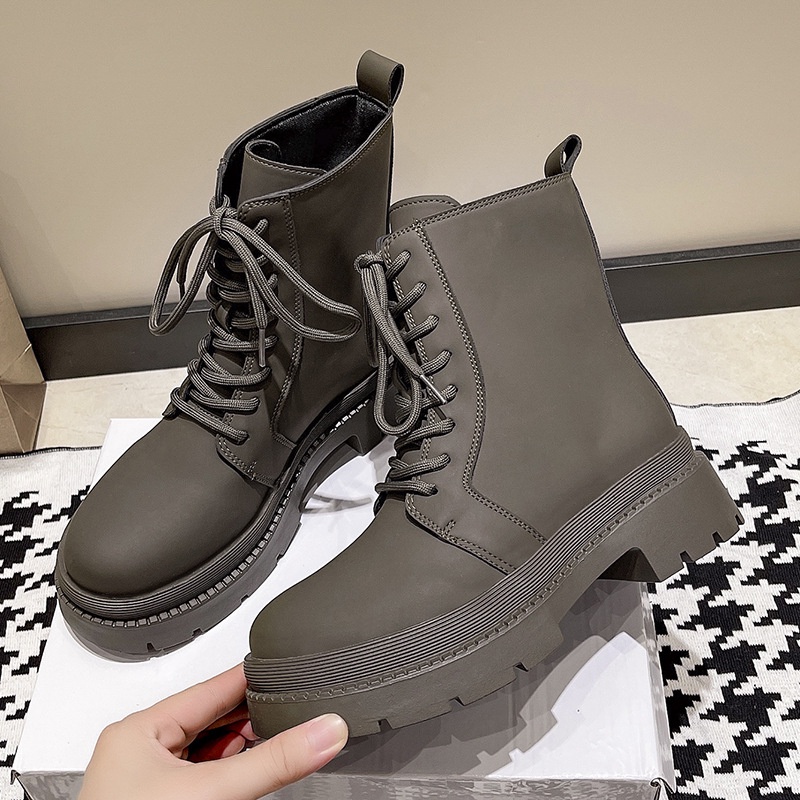 Giày bốt martin IELGY mũi tròn thắt dây phong cách Hàn Quốc thời trang dành cho nữ