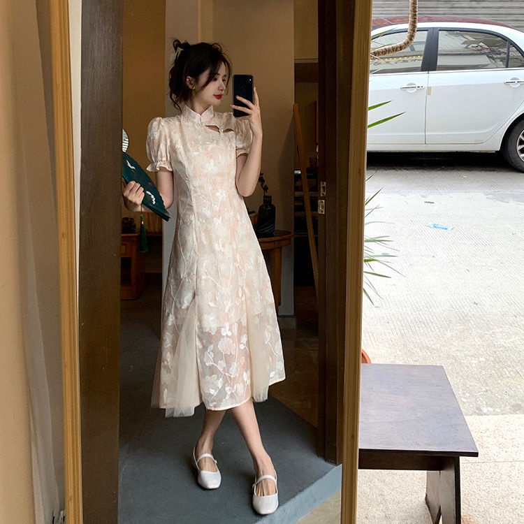 Đầm Sườn Xám Xẻ Tà Dáng Ôm Phong Cách Trung Hoa Sang Trọng