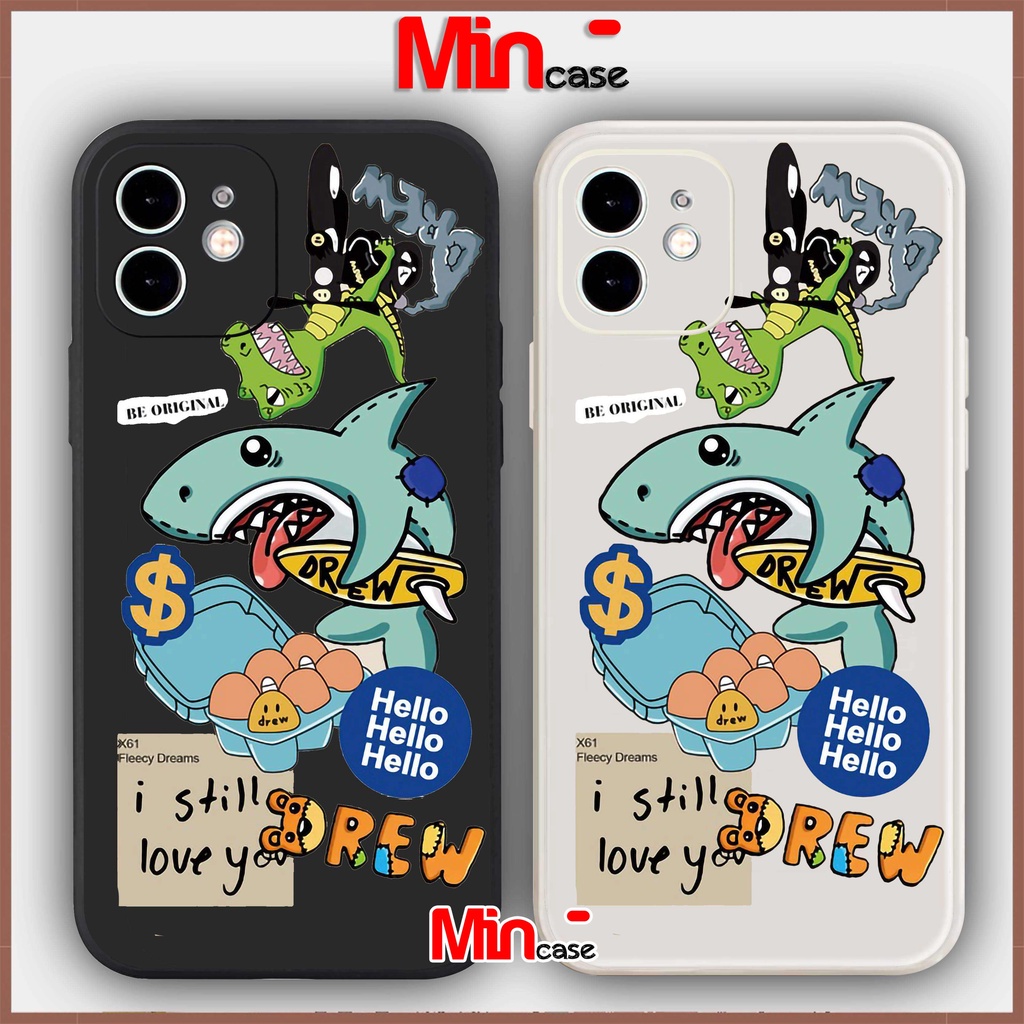 Ốp lưng iPhone Drew cá mập cạnh viền vuông silicon mềm dẻo bảo vệ camera cho iphone 6/6s/7/8/X/XS/XR/11/12/13 Pro Plus M