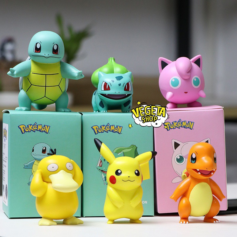 Mô hình Pokemon - Charmander Pikachu Bulbasaur Squirtle Psyduck Jigglypuff nguyên bản - Hộp màu tinh tế - Cao 5~8cm