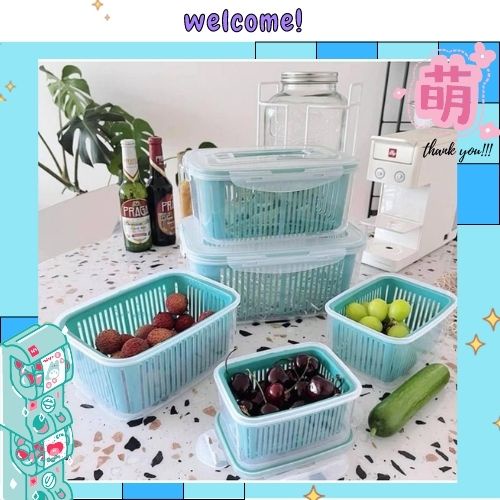 SET 5 HỘP ĐỰNG ĐỒ TỦ LẠNH ĐA NĂNG 2 LỚP CAO CẤP CÓ NẮP ĐẠY ĐỰNG THỰC PHẨM