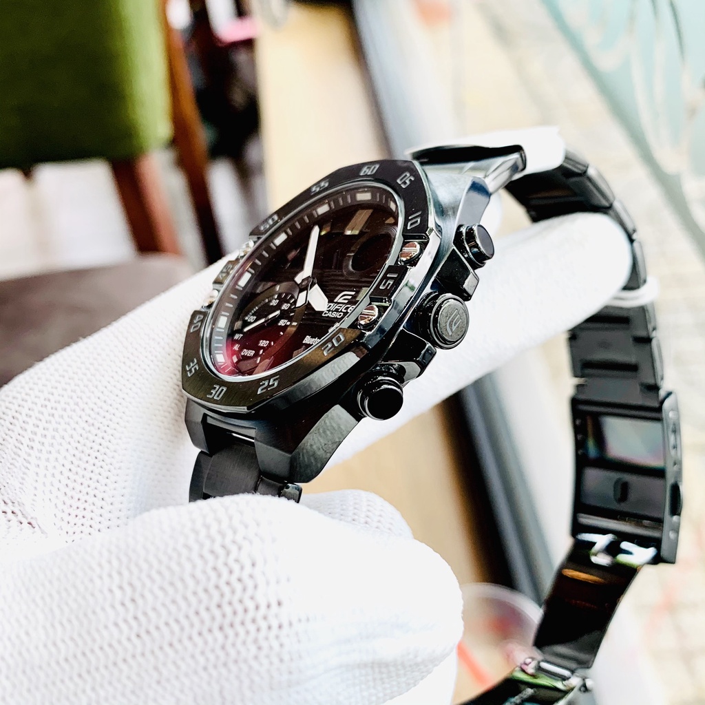 Đồng hồ Nam Casio Edifice ECB 10DC-1A Dây thép mạ ion đen Kết nối blutooth điện thoại - Chống nước 100m Bảo hành 5 năm