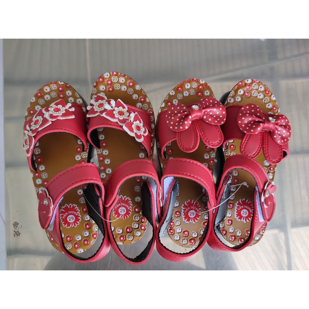 Giày Sandal quai hậu cho bé gái đi học hoa tiết hoa đính đá xinh xắn Viễn Thông