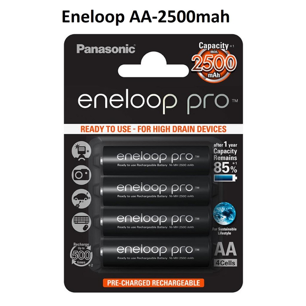 Pin sạc AA - Panasonic - Eneloop Pro 2500mah +  Bộ 01 sạc Sanyo NiMH 4 viên AA hoặc AAA