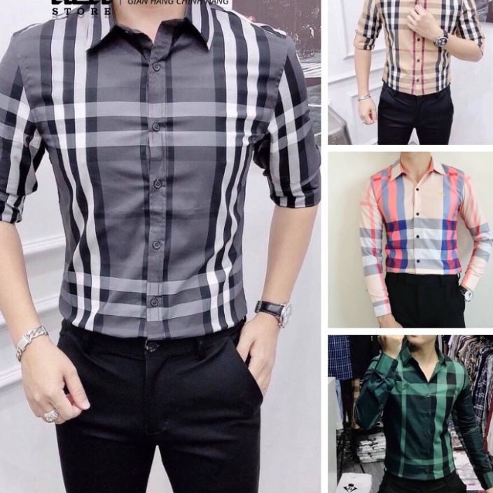 Áo sơ mi nam nữ kẻ caro Đủ Size chất liệu lụa ép mặc mát sang trọng, HIN 3TD05 01