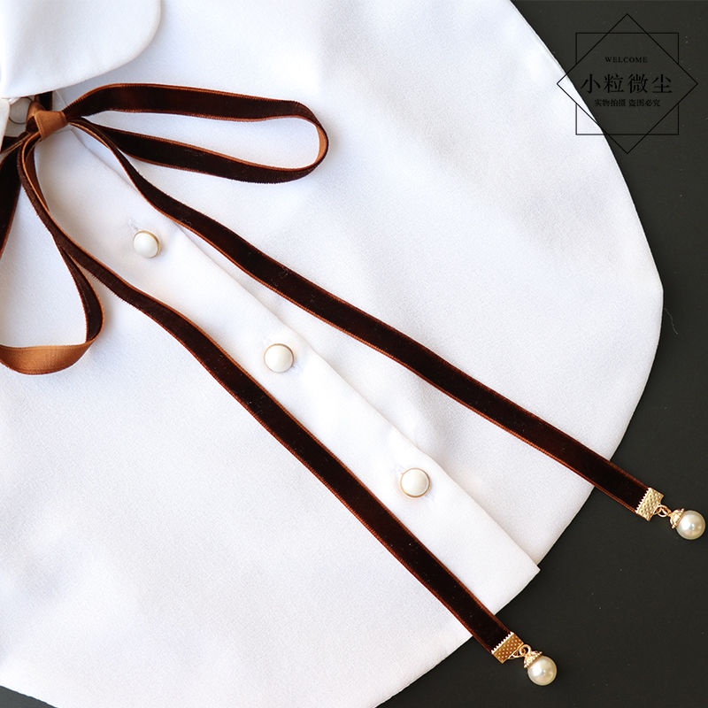 Dây Ruy Băng Nhung Thắt Nơ Cổ Áo Sơ Mi Phong Cách Preppy Nhật Bản Ngọt Ngào Cho Nữ