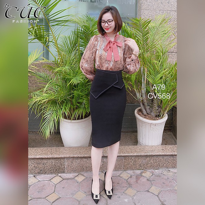 Chân váy đầm bút chì công sở cao cấp dáng dài Cúc Fashion CV568 cv vạt nhọn | BigBuy360 - bigbuy360.vn