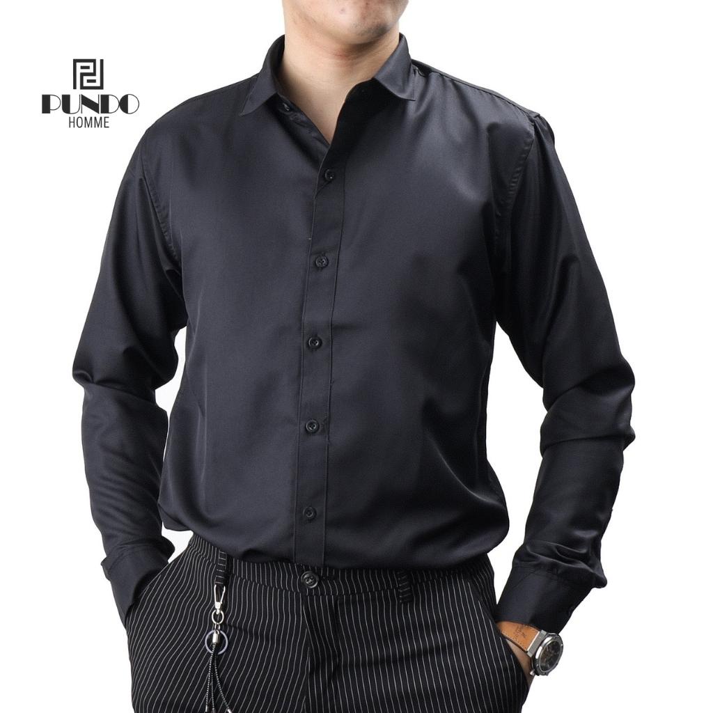 Áo sơ mi nam dài tay cổ bẻ , chất kate lụa mịn , thấm hút mồ hôi Pundohomme ASMPD02