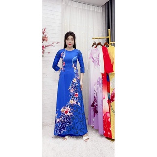 Siêu phẩm chim công hồng sữa áo dài may sẵn