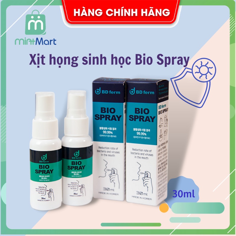 Xịt họng sinh học BIO SPRAY Bdferm Hàn Quốc 30ml, xịt khử khuẩn sinh học tăng cường miễn dịch nhập khẩu chính hãng