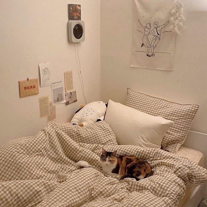 Bộ Vỏ Chăn Ga Gối - Hoạ Tiết Kẻ Caro Nâu Be - Chất Liệu Poly - Đủ Các Kích Thước (Không kèm ruột chăn, ruột gối) | BigBuy360 - bigbuy360.vn