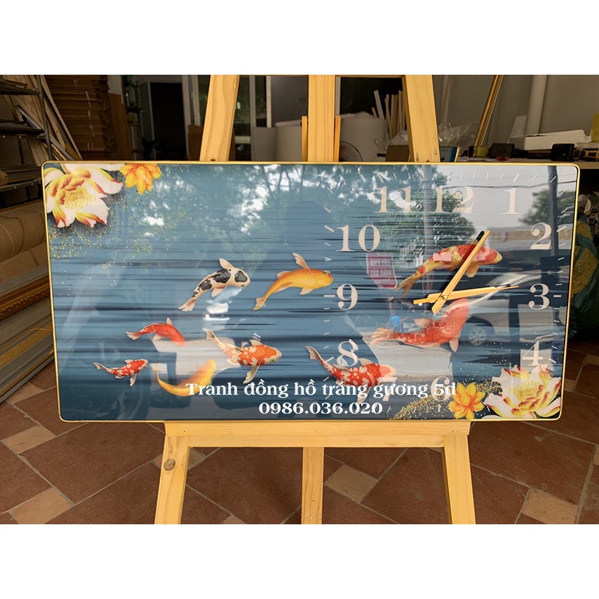 Tranh đồng hồ treo tường tráng gương 3D trang trí phòng khách đẹp mẫu hot Mẫu tranh thuận buồm xuôi gió