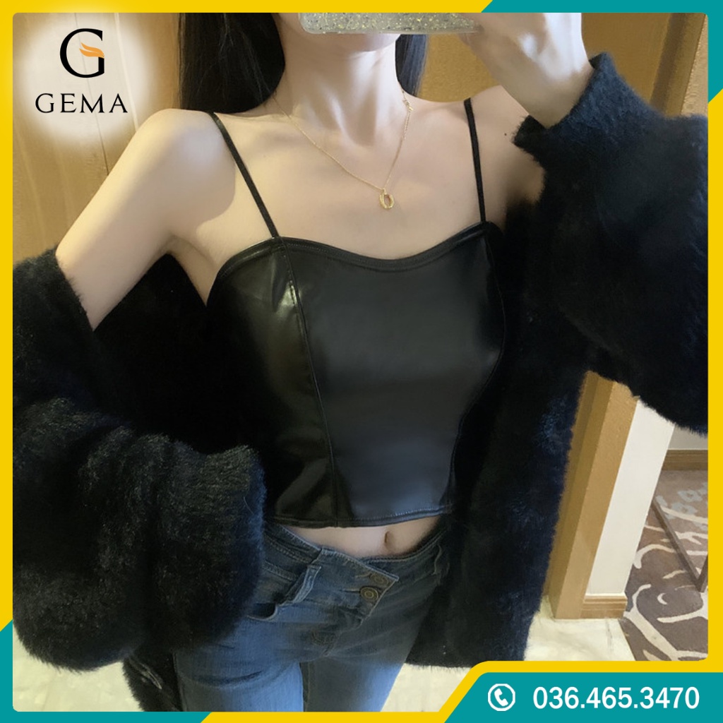 Bra da 2 dây lưng chun siêu co giãn túi zip, Áo croptop da 2 dây có đệm ngực freesize