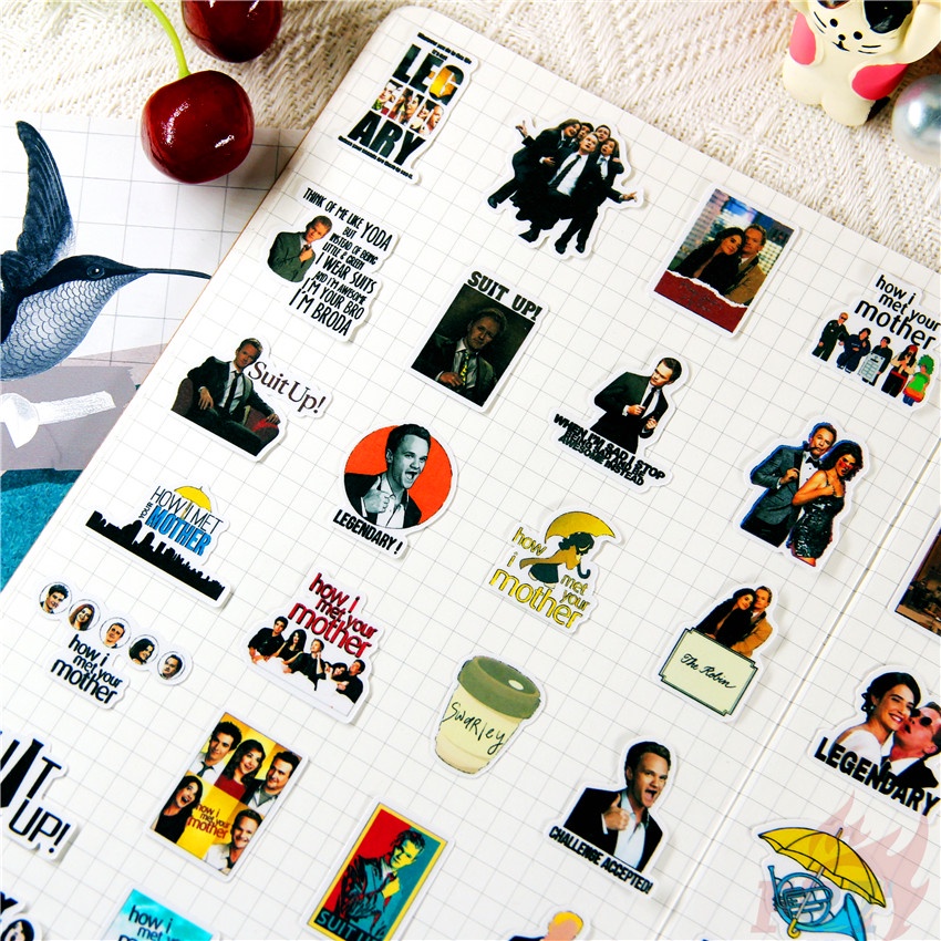★★★ Sticker Dán Trang Trí Nhật Ký Bằng Tay How I Met Your Mother Q-3 ★★★ Set 48 Miếng Dán Trang Trí Album Thời Trang DIY
