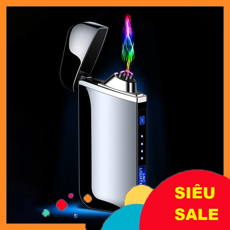Quẹt Sạc ĐIện 4 Tia Plasma Chống Gió - Có Đèn LED Hiển Thị Mức Pin