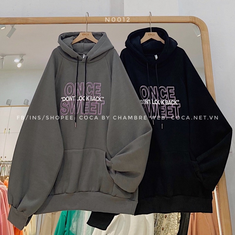 [N0012]🧁 Áo HOODIE nỉ bông form rộng tay bồng ONCE SWEET (Có sẵn/ảnh thật) | WebRaoVat - webraovat.net.vn