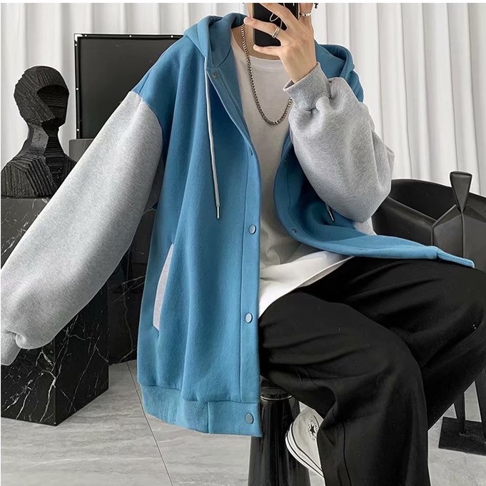 Nối nhung thời trang áo hoodie nam nữ thời trang hàn quốc áo hoodie form rộng simple áo khoác hoodie nữ