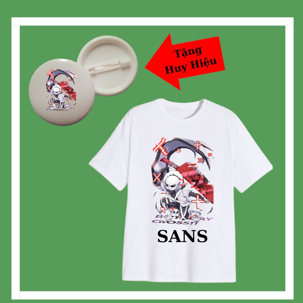 Áo thun Cross Sans trẻ em, tay ngắn, đủ màu sắc, huy hiệu cross sans undertale