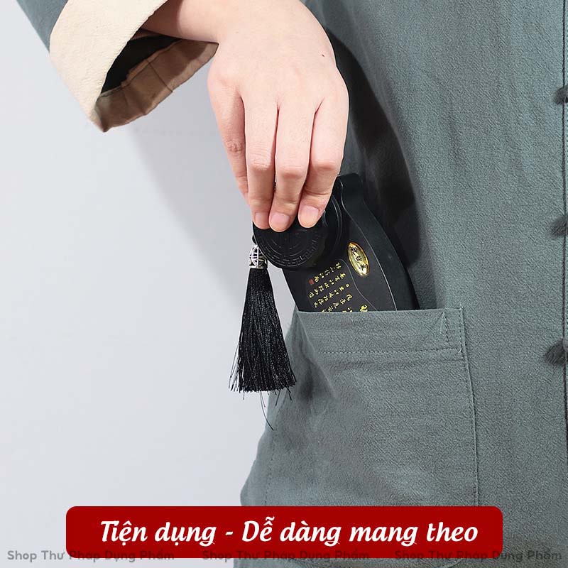 Nghiên mực thông minh có nắp kín kết hợp gác bút tiện dụng Thư Pháp Dụng Phẩm