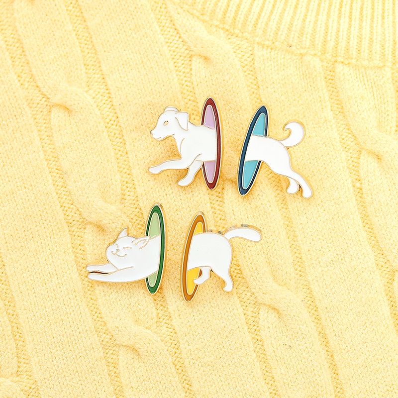 Ghim Cài Áo Hình Chó Mèo Hoạt Hình Đáng Yêu