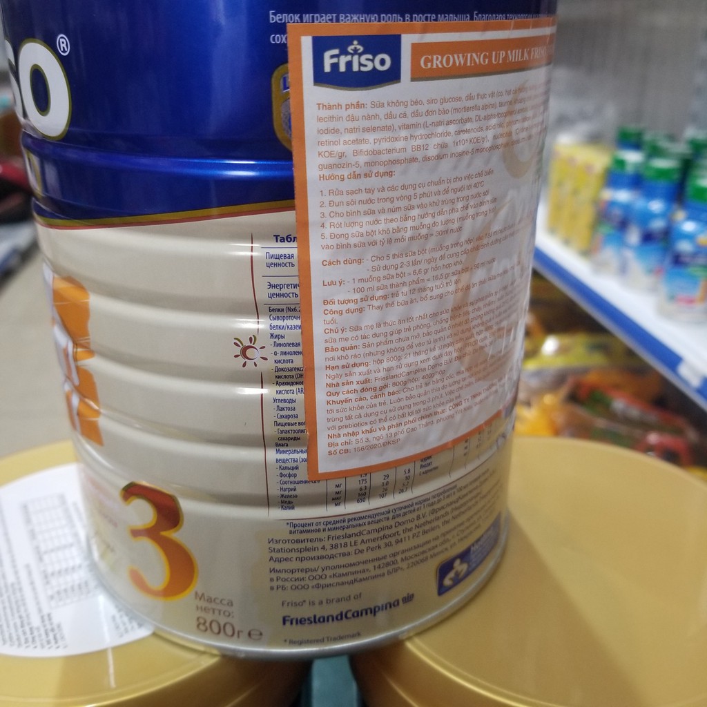 Sữa FRISO Nga đủ số 1,2,3 (800g) Date mới, [có tem phụ]