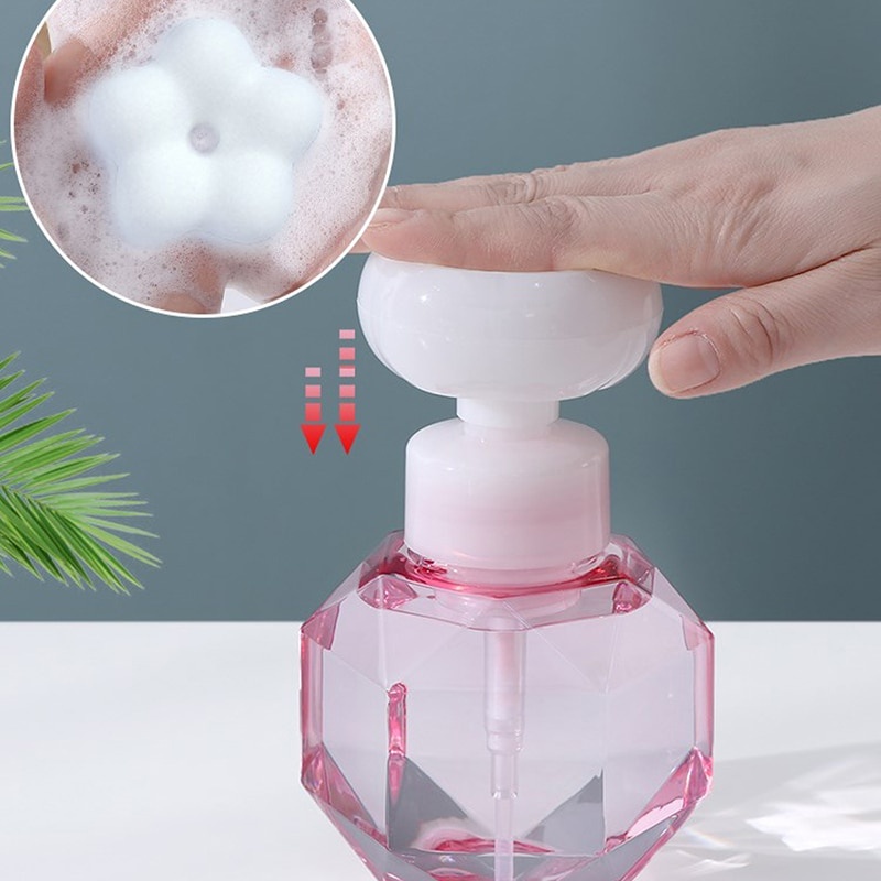 Bình nhựa đựng xà phòng tạo bọt hình hoa trong suốt cho nhà tắm