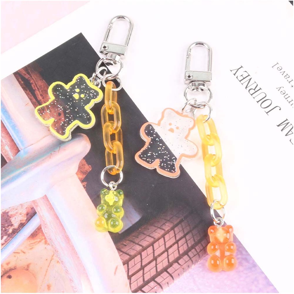 Móc Chìa Khóa Bằng Acrylic Họa Tiết Gấu Hoạt Hình Nhiều Màu Dễ Thương