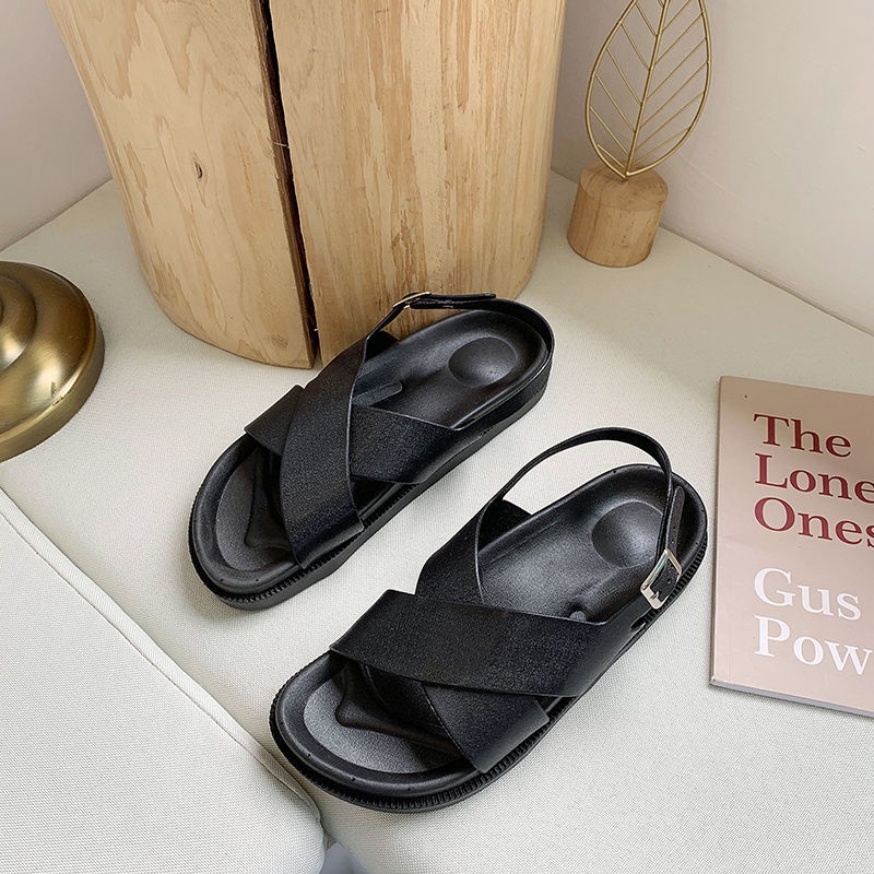 Sandal nữ quai hậu, dép quai chéo đi học, đi chơi thời trang unisex sang chảnh DX3C đế cao su mềm dẻo chống trơn trượt