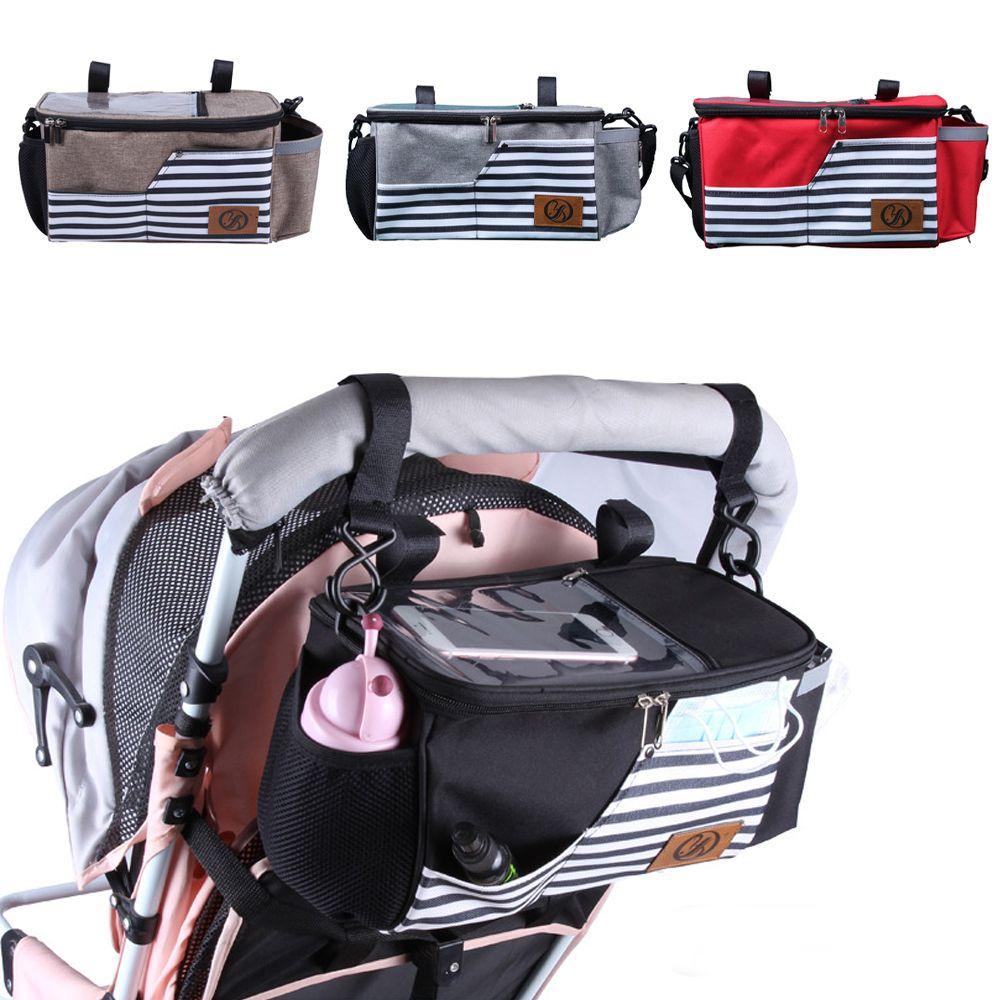 Túi Đựng Đồ Treo Xe Đẩy Em Bé Họa Tiết Kẻ Sọc Nhiều Ngăn Tiện Lợi