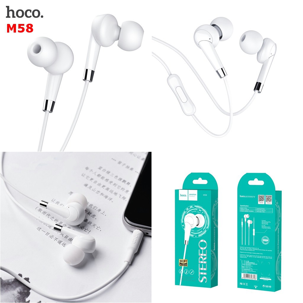 Tai nghe nhét tai In-Ear chính hãng HOCO âm thanh hay - Tai nghe phổ thông có dây kèm MIC và nút điều khiển, jack 3.5 mm