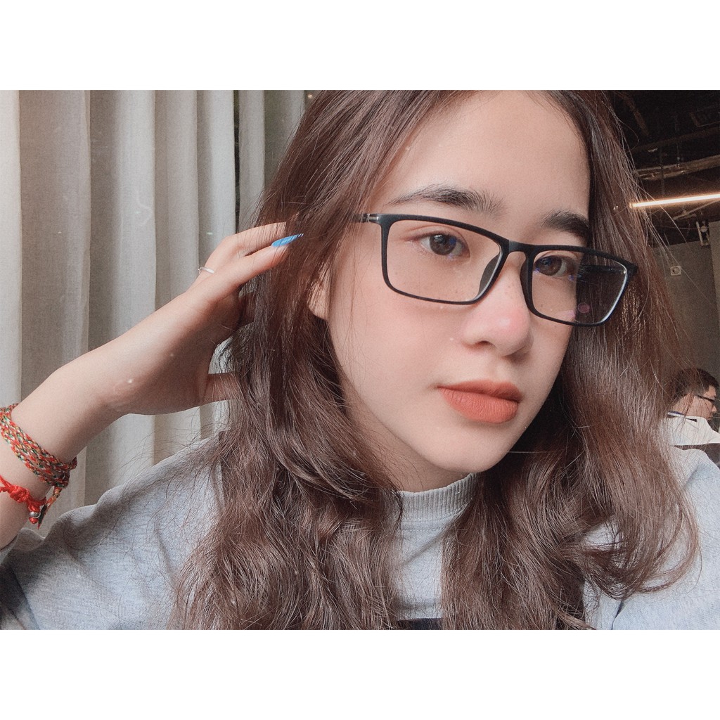 Gọng kính cận nhựa dẻo cho mặt trái xoan 4U, mắt vuông chống bụi hoặc lắp cận, màu đen – TN915